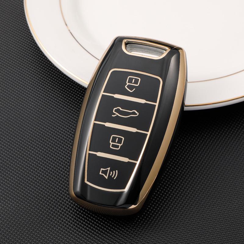 Золотой чехол для ключей из ТПУ с кантом для моделей Haval H2S, H4, H6, H8, H9, M6, F5, M6, X7 - Great Wall