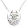 Jewel Forest Diamond Necklace In 18K White Gold with a Dancing Diamond Heart Drop and Single Dangling Diamond Includes Certificate of 0.2ct Stone,