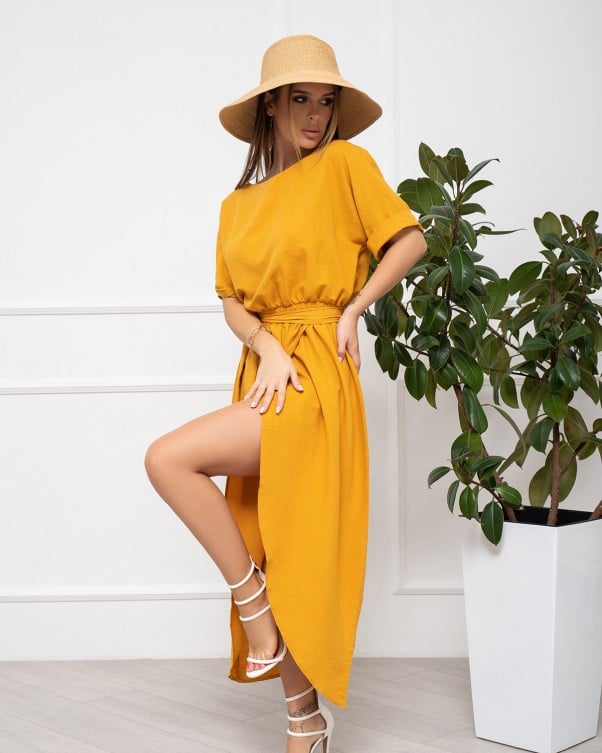 Длинное платье с разрезом на ноге ISSA Plus