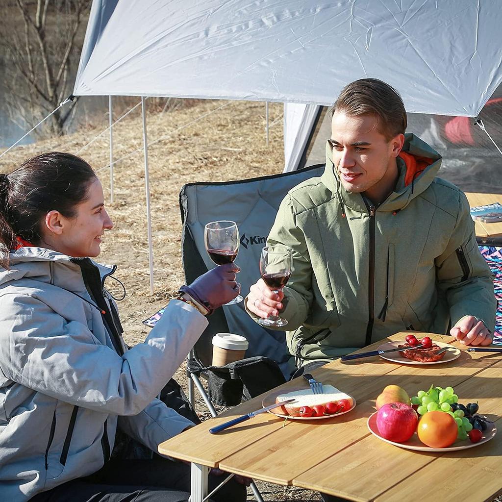 KingCamp Outdoor Table Folding Camping Table Height Adjustable Bamboo Roll Table Natural Moso Bamboo Compact Load Capacity 80kg Picnic Family with