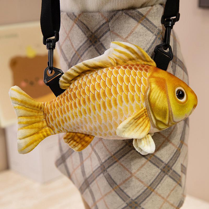 Creative Koi Crucian Carp Plush Crossbody Bag for Girls