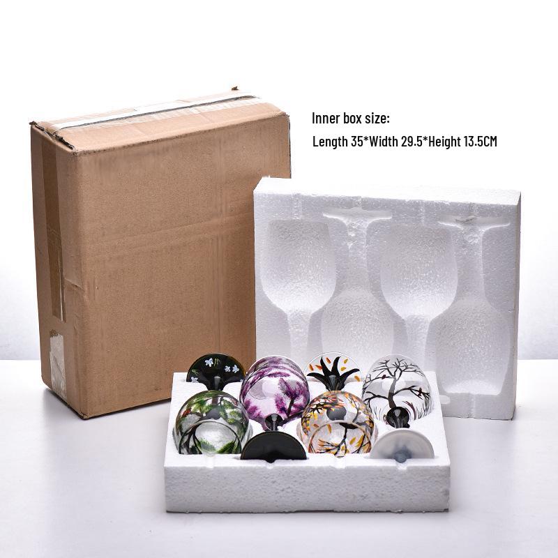 Набор расписных хрустальных бокалов и подставок для яиц «Четыре сезона»