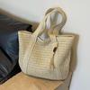 Элегантная женская соломенная сумка, женская праздничная пляжная сумка для путешествий, повседневная сумка-тоут с ручками сверху, модные сумки на плечо в стиле ретро