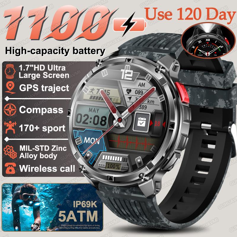 2026 New Men Bluetooth Call Smart Watch Military Built-in GPS Compass Barometric Altimeter 30ATM Waterproof Bluetooth Call Smart Watch