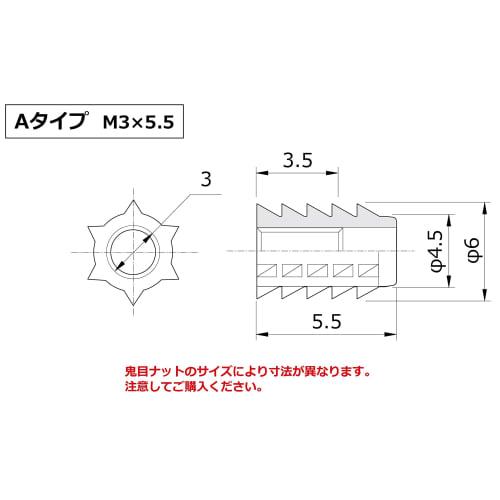 Murakoshi Seiko Onime Nuts, Type A, 50-Pack, M3 X 5.5mm, Made In Japan, Silver