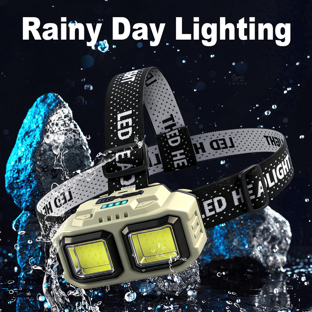 Мощный налобный фонарь COB LED, водонепроницаемый, с USB-C зарядкой, 18650, EDC, для улицы, туризма, рыбалки, кемпинга