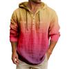 Men's Hooded T-shirt Gradient Color Cotton And Linen Men's Casual Long-sleeved Top