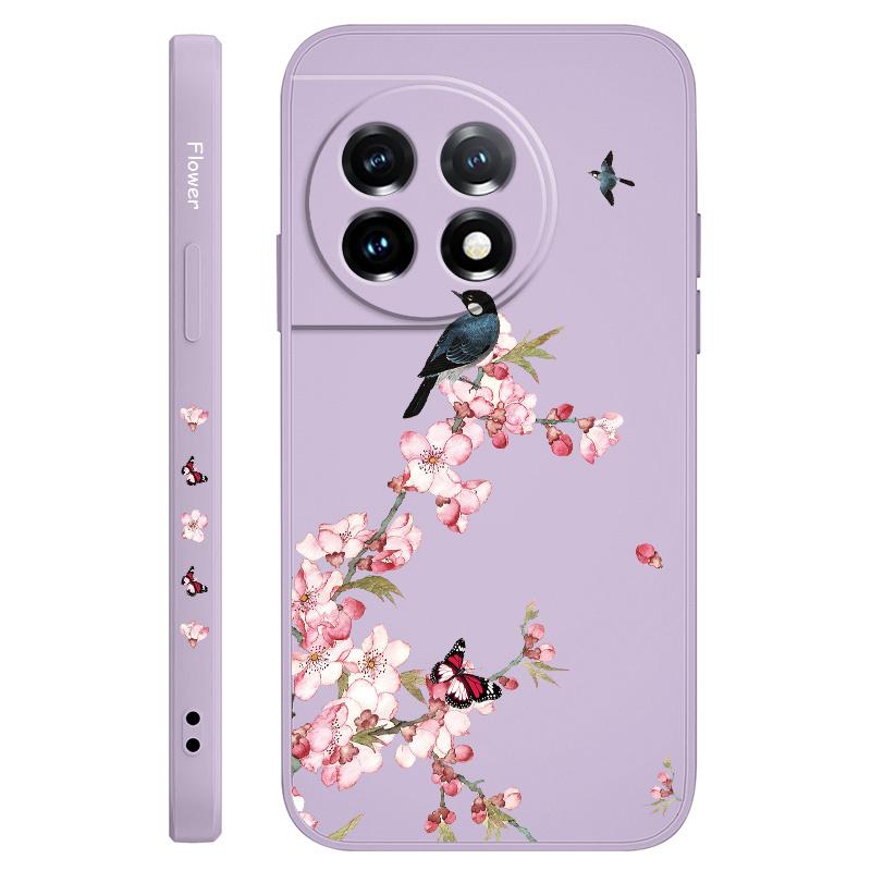 Peach Butterfly Phone Case For Oneplus 13 13R 12 12R 11 11R 10 10R 10T 9R 9RT 9 8T 8 7 7T Pro 5G Liquid Silicone Cover