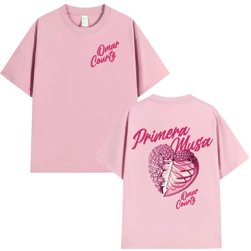 Rapper Omar Courtz Primera Musa 2025 Heart Graphic Tshirt Mens Clothing Hip Hop T Shirt Summer Top Oversized Tshirts Streetwear