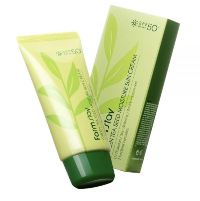 FARM STAY Увлажняющий солнцезащитный крем с семенами зеленого чая 70 г и солнцезащитный крем с гиалуроновой кислотой и УФ-защитой (2 варианта)