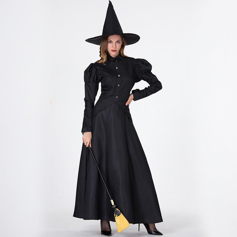 Halloween Adult Black Witch Magic Robe Masquerade Cosplay Costume