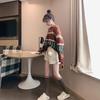 Women Striped Spliced Long Sleeved Sweaters Korean Retro Artistic Loose Knit Tops Autumn Casual Versatile Woman Pullover Sweater