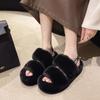 Thick Soled Flat Bottom Anti Slip Home Plush Slippers Autumn and Winter New Korean Version Warm Plush Slippers for Women