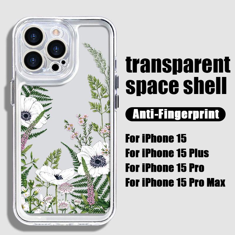 Прозрачный чехол с цветочным принтом для iPhone 16 15 14 11 Pro Max 13 12 Mini 15 14 Plus XR Xs Max 7 8, защита объектива, ударопрочный цветной силиконовый чехол