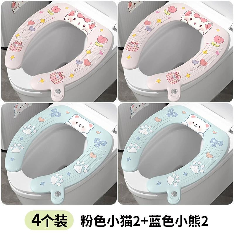 Клейкая подушка для сиденья унитаза, двусторонняя водонепроницаемая подушка для сиденья унитаза со встроенным ароматом, подходит для всех сезонов, симпатичная подушка для сиденья с животными