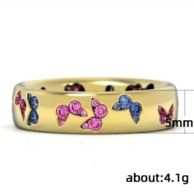 Изысканное кольцо женское кольцо с цирконом многоцветное полное кольцо с узором бабочки простое кольцо ювелирное изделие