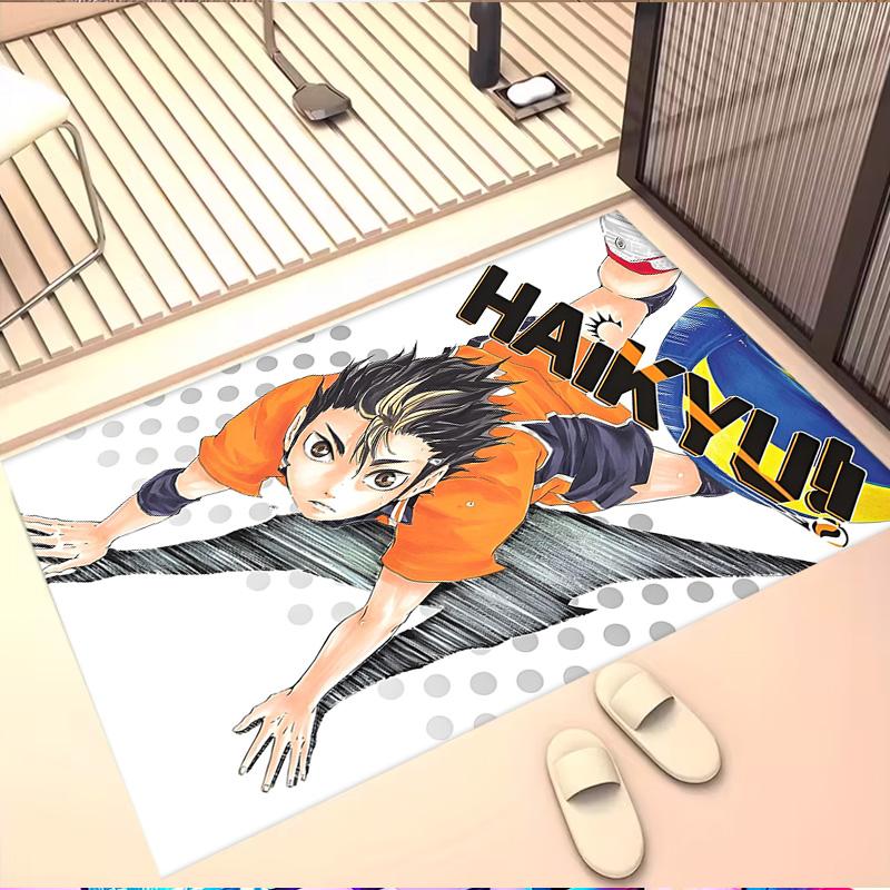 Haikyu Print Rug, Washable Floor Carpet, For Entryway Dorm Laundry Room Office Study, Home Decor Birthday Christmas Gift
