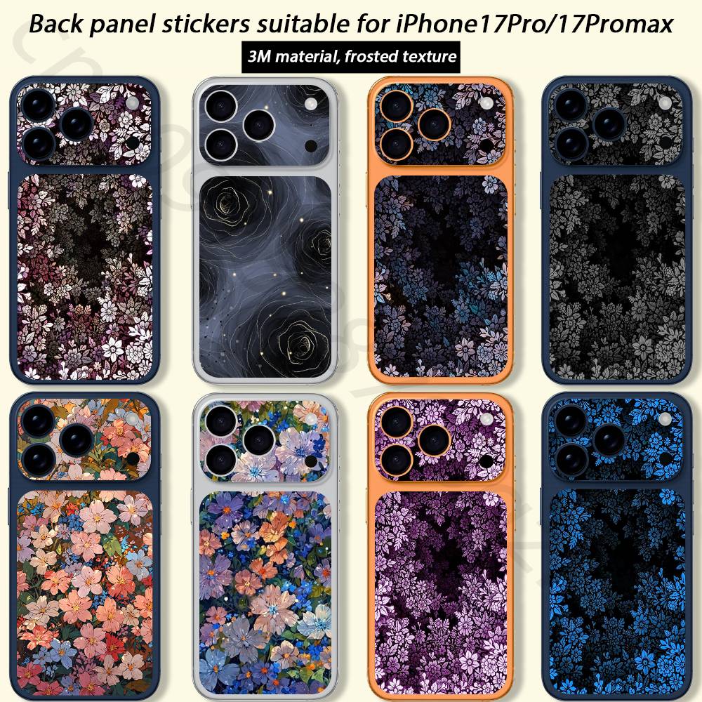 Цветочная наклейка-скин Decal Skin Wrap для iPhone 17 Pro/Pro max Защитная пленка для задней панели, рамки, камеры