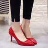 Женские туфли на каблуке, туфли-лодочки на шпильках, красные, с острым носком, элегантные, свадебные, офисные, большого размера, роскошь по акции