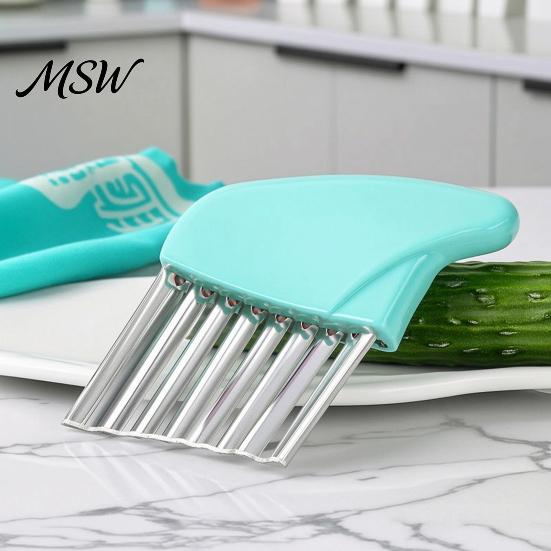 Kitchen Accessory for Cooking Stainless Steel Potato Cutter, Wavy Blade French Fry Slicer, Manual Gadget Vegetables Energy Saving Chopper And