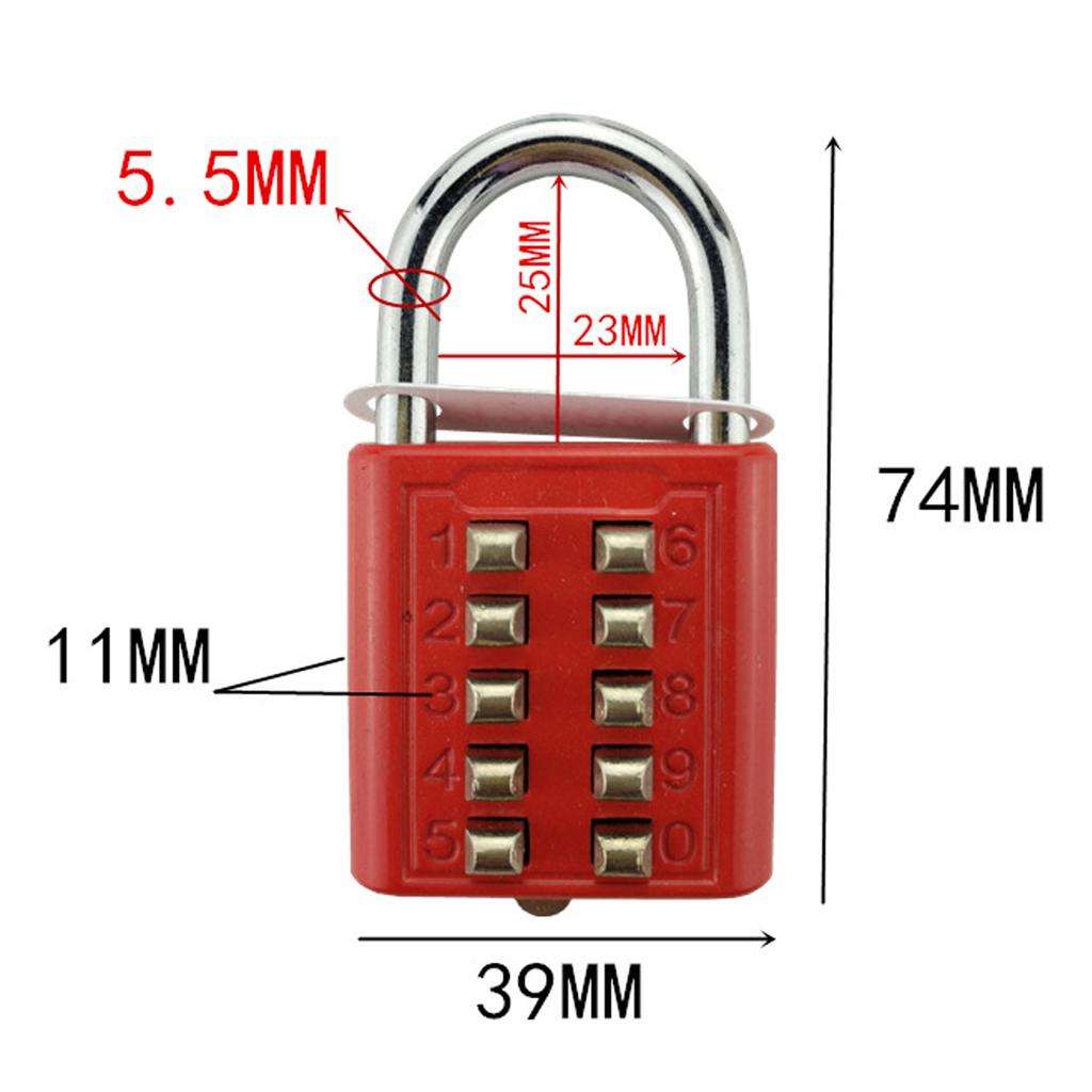 Button Combination Padlock Zinc Alloy Digits Password Lock for Trolley Case File Cabinet