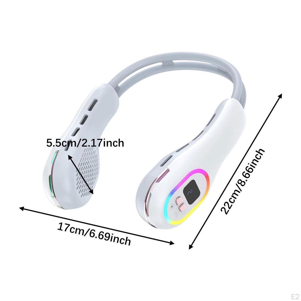 Шейный вентилятор без рук, Низкий уровень шума, Светодиодный дисплей, Персональное охлаждение для мужчин и женщин, Для улицы и помещений