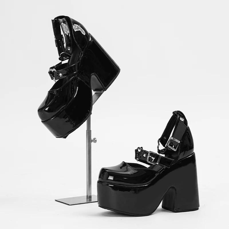 Новые водонепроницаемые сандалии на толстом каблуке и платформе с круглым носком и заклепками, женские, больших размеров, с вырезами, на высоком каблуке 12 см, размеры 34-43