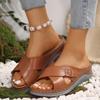 2025 New Summer Foreign Trade Women's Slippers Large Size Platform Casual Cross-belt Slippers Summer Beach Shoes