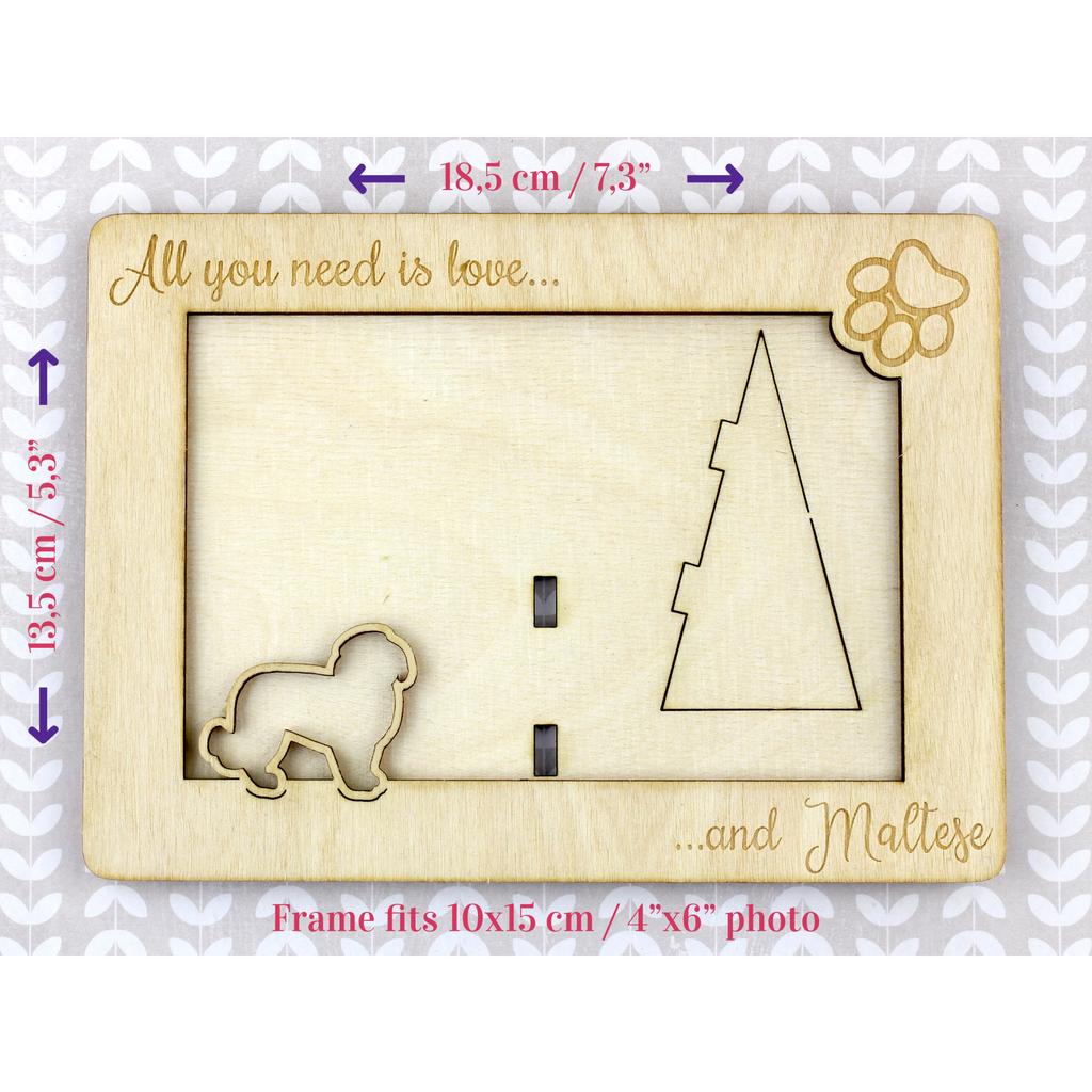 Maltese – Photo frame, engraved wooden frame | Art-Dog