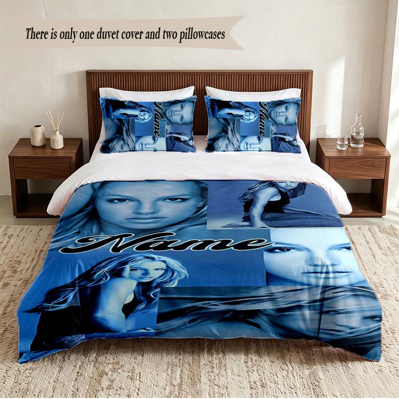 Britney Spears Personalized Custom Name 3‑Piece Bedding Set Soft Duvet Cover Set For Bedroom Home Decor