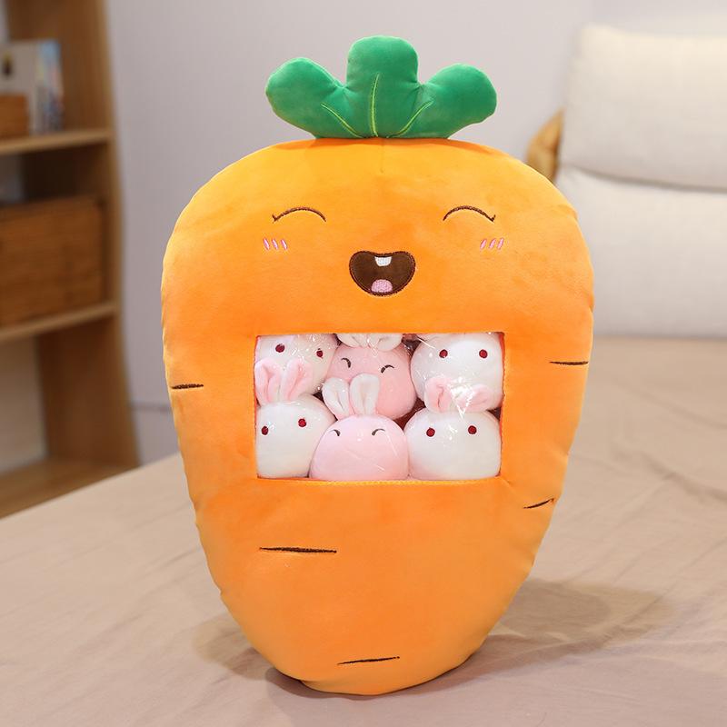 Big Bag Strawberry Bear Koala Snack Throw Pillow Mother Pocket Small Doll Plush Toy Cloth Doll Children'S Doll