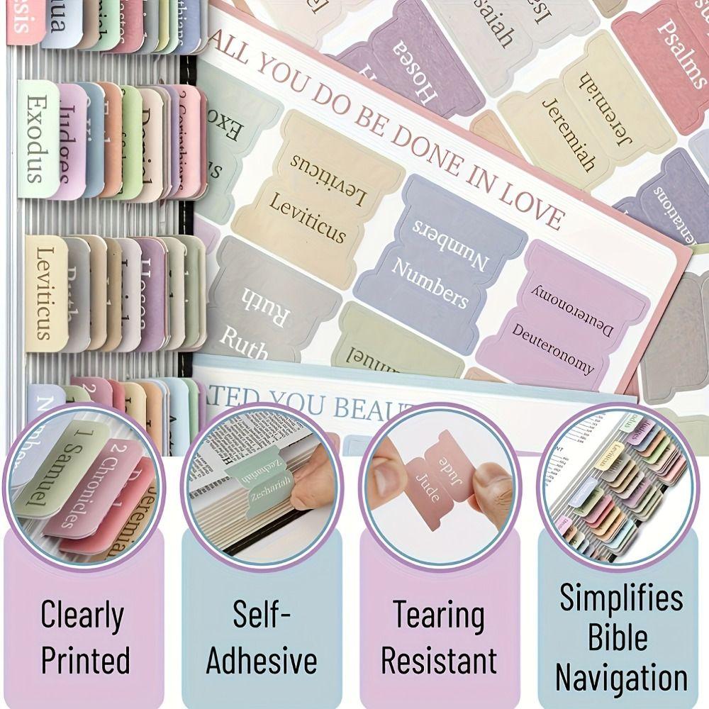 5 листов/набор Стикеры Библейский индекс Вкладки Библейские этикетки Моранди Вкладки Ламинированные Библейские вкладки Дневник