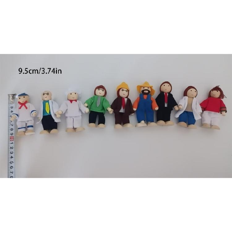 9 Character Wooden Articulated Toy People Promoting Imagination and Family Bonding