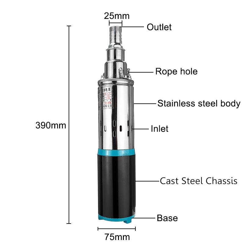 3 м3/ч 12 В/24 В постоянного тока 180 Вт солнечный водяной насос для глубоких скважин из нержавеющей стали погружной насос