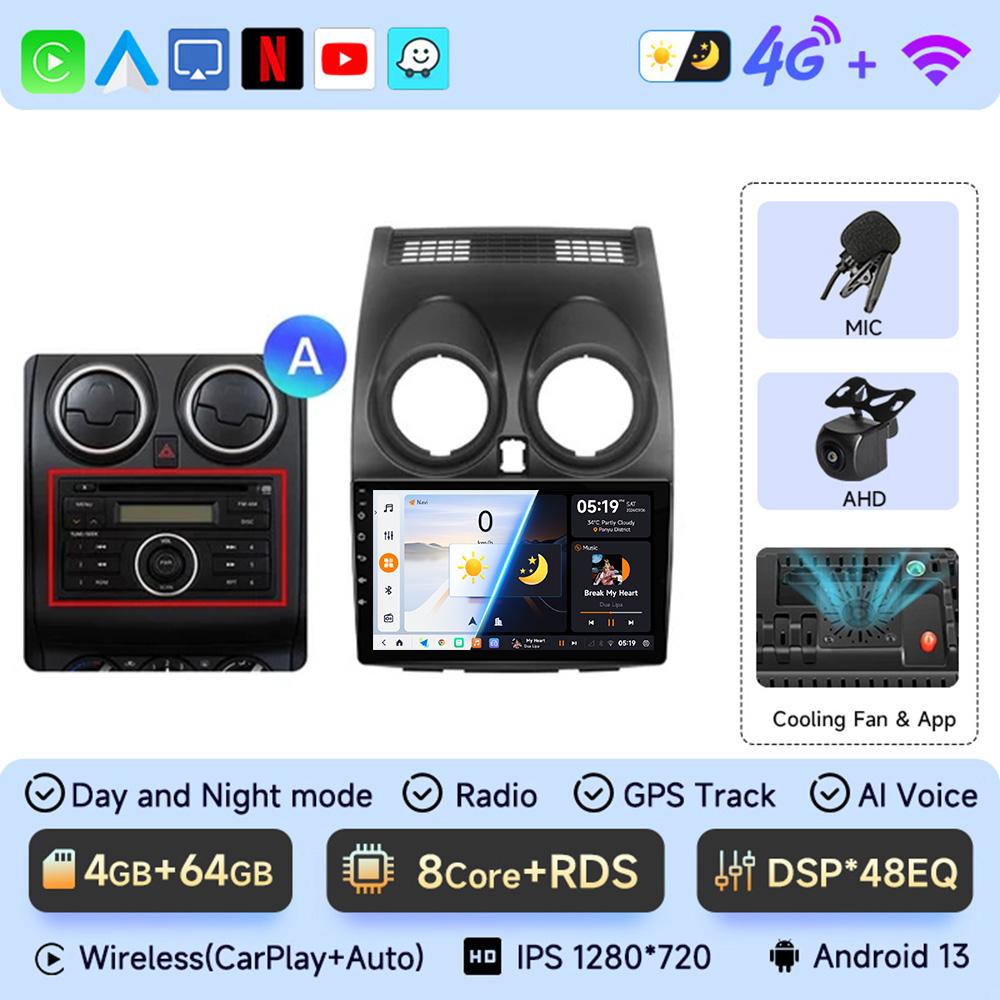 JIUYIN AI Voice 2 din Android 13 Авто Радио Для Nissan Qashqai J10 2006 - 2013 Carplay 4G Автомобильный Мультимедиа GPS 2din Авторадио