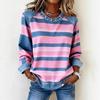 Женская толстовка 2026 CrossTEMU, полосатая, пэчворк, с круглым вырезом, повседневная