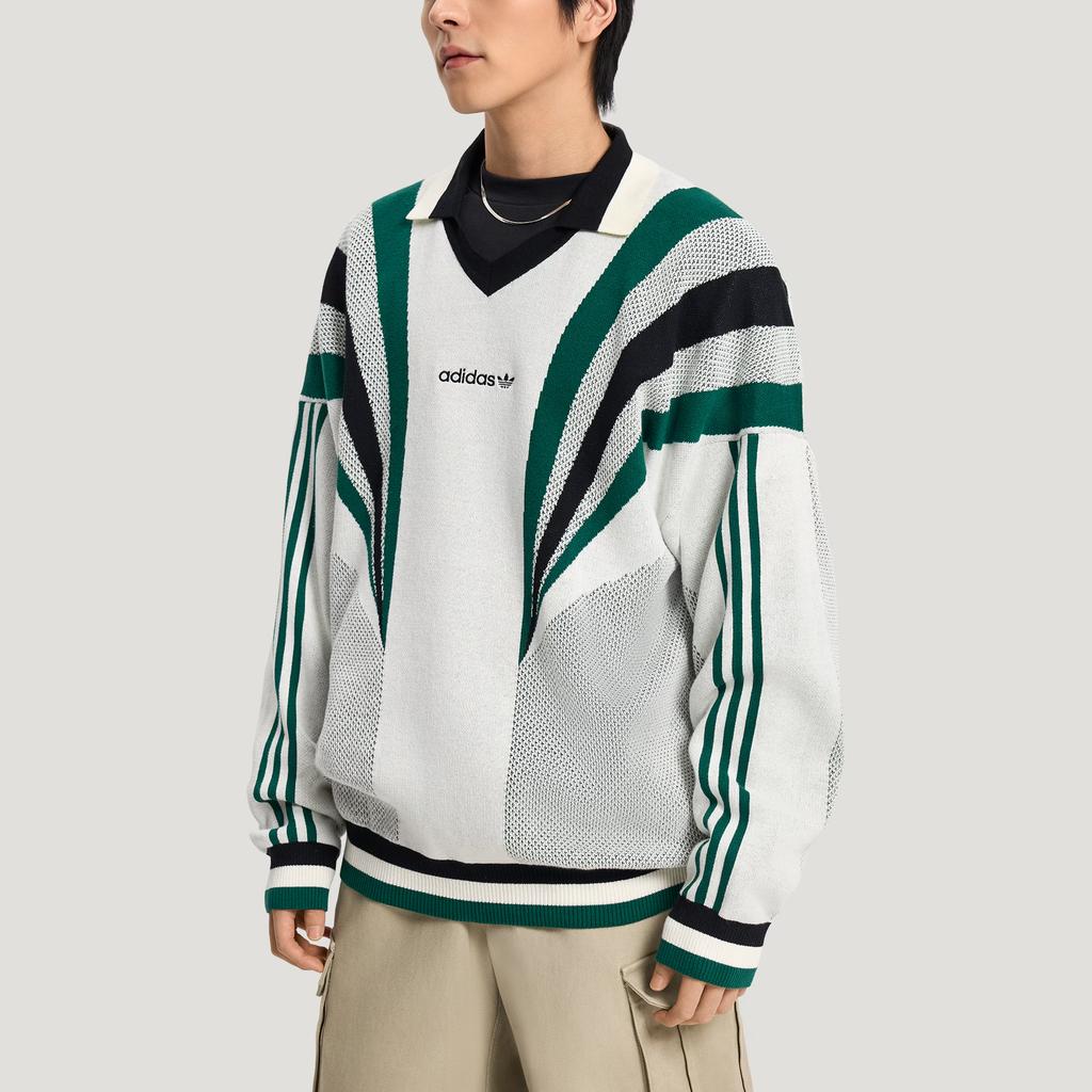 adidas Оригинальная толстовка Santiago с тремя полосками, свободного кроя, пуловер, с длинным рукавом, вязаный топ, мужские топы KW2017