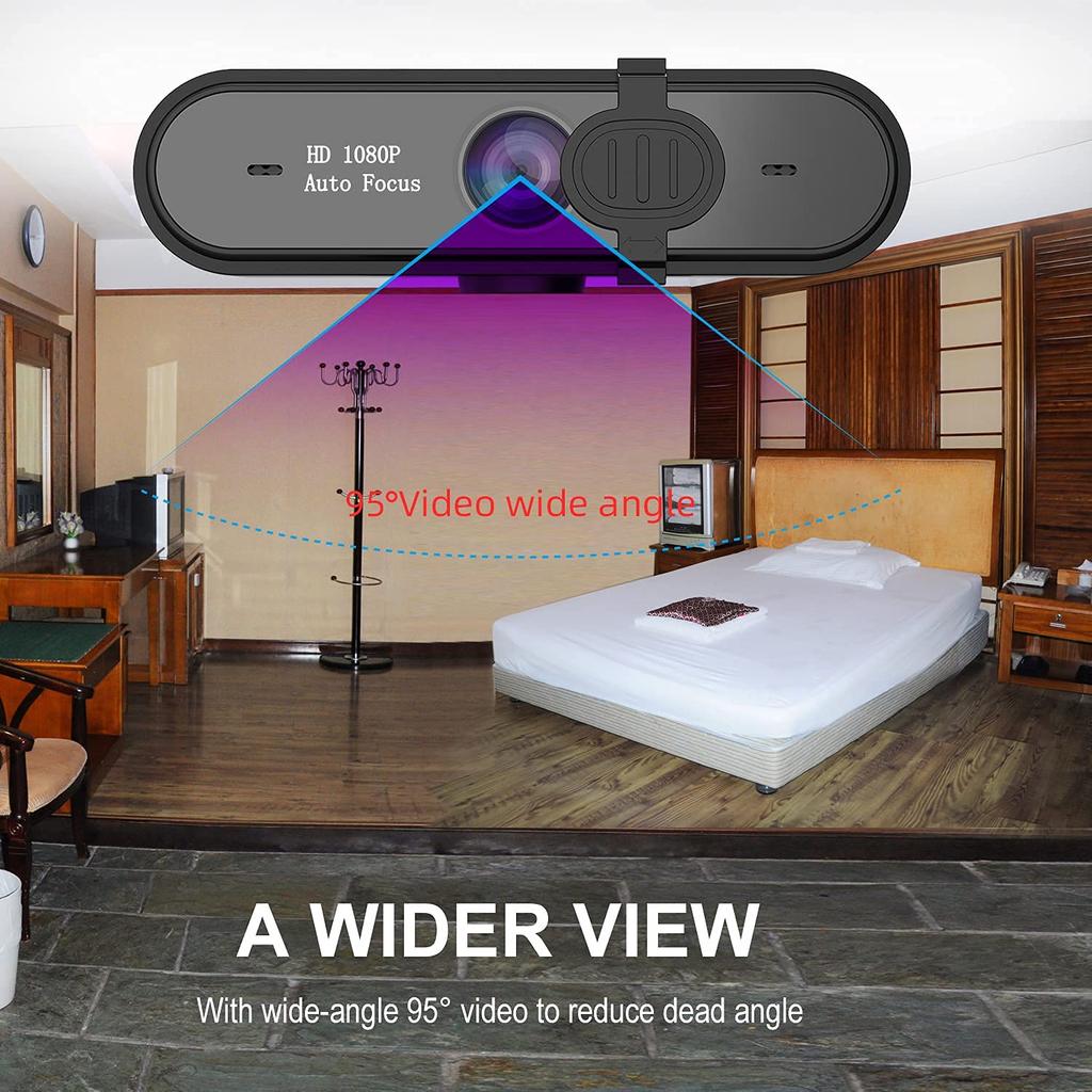 Веб-камера Full HD 1080P 60FPS Широкоугольная веб-камера Черная автофокусировка Стереомикрофон Широкая совместимость Потоковая передача 7 95° Zoom/Skype Конференция/Игры/Видео