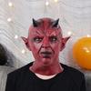 Подушка с лицом дьявола, реквизит для косплея на Хэллоуин, страшный головной убор ужасов с рогами, жуткий латексный костюм для вечеринки, аксессуар для взрослых и детей
