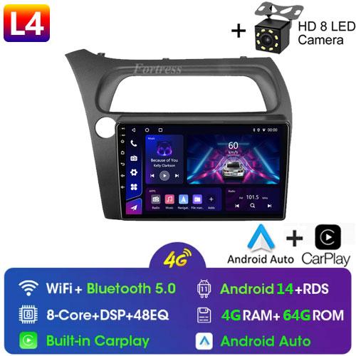 Для Honda Civic Хэтчбек 2006-2011 Android 12 Автомагнитола Мультимедиа Видео Навигация 2 Din Стерео DVD Головное устройство Динамик Carplay