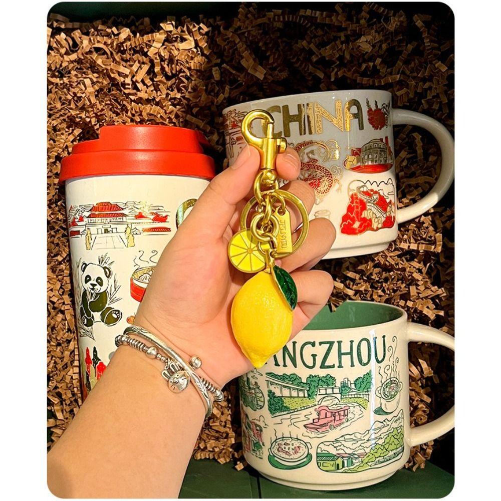 Fruit Shape Lemon Keychain Fresh Design Handbag Pendant New Key Ring