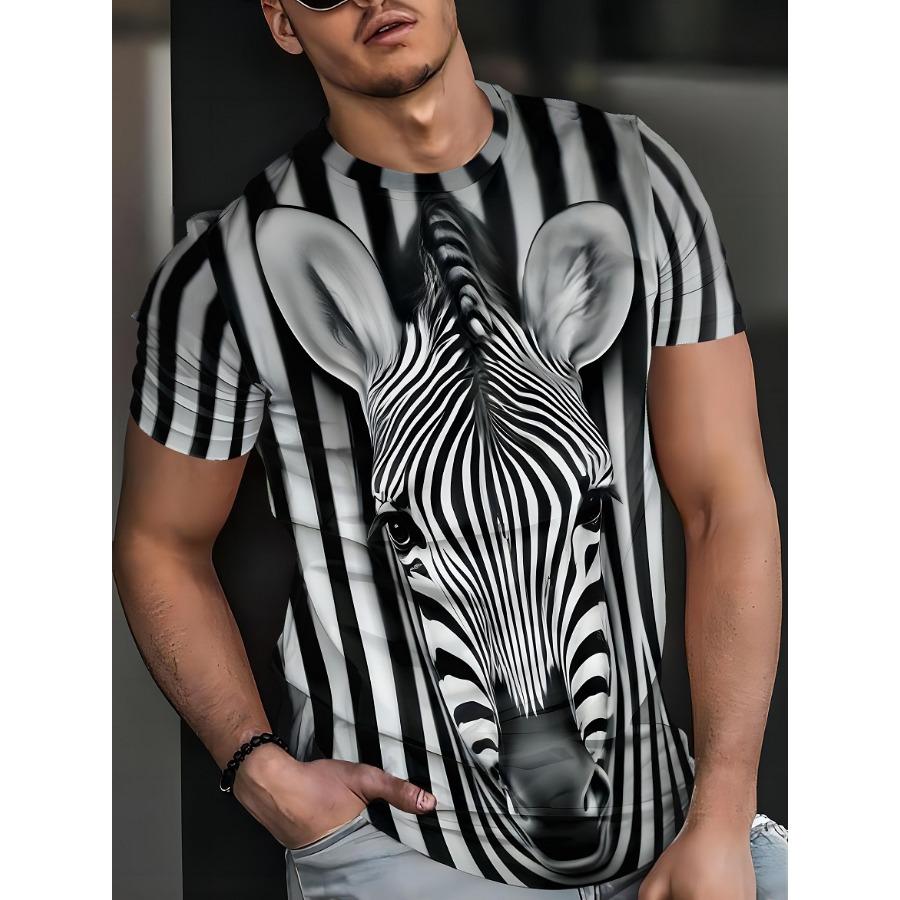 Футболки с рисунком жирафа, летние футболки, мужские уличные футболки с 3D принтом Феникса, модные топы с короткими рукавами и круглым вырезом