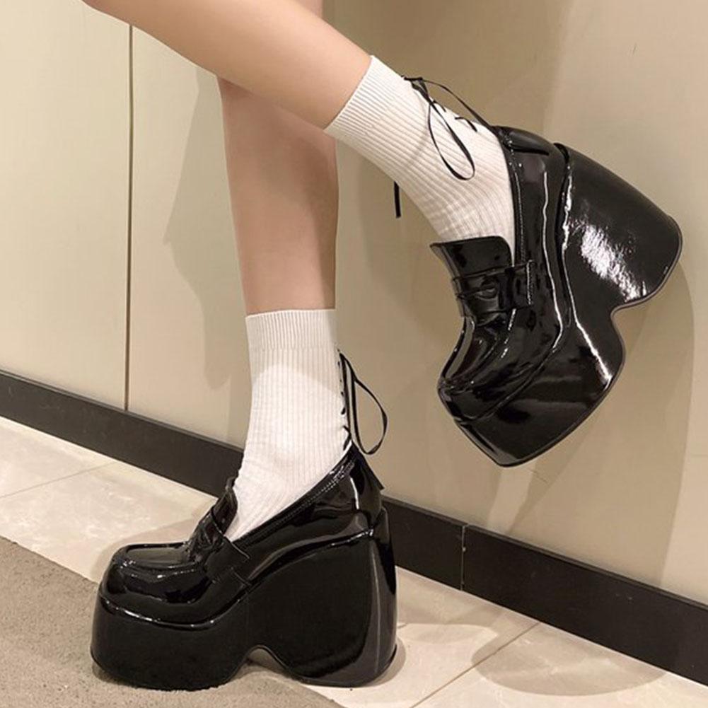 Туфли-лодочки на толстой платформе и танкетке для женщин, новинка весна-лето, готика, панк, лолита, Мэри Джейн, женская обувь, удобные женские туфли для вечеринок