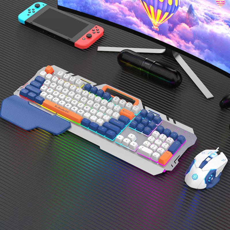 Игровая 108-клавишная проводная клавиатура и мышь, костюм с RGB-лампой для атмосферы, настольный компьютер, ноутбук, компьютер для киберспорта, игровой механический