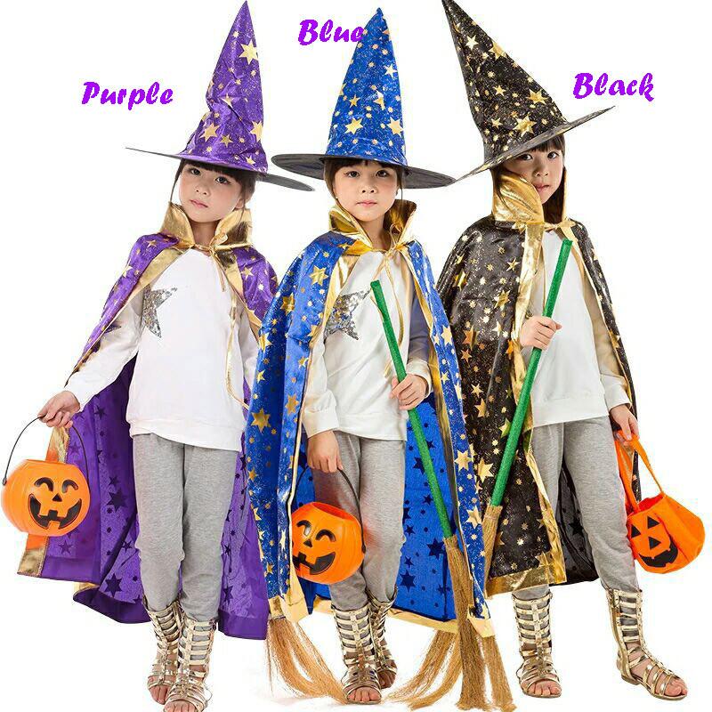 Children Hooded Princess Cloak Witch Robe Cape Floorlength Halloween Costume