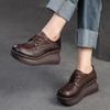 Johnature Genuine Leather Wedges Shoes Versatile Casual Round Toe Thick Soled Women's Platform Shoes