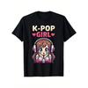 Черная K-Pop футболка для девушек | Повседневная футболка с коротким рукавом, круглым вырезом, с аниме-мультяшным принтом для женщин и девушек-подростков, дышащая, мягкая, свободного кроя, для всех сезонов