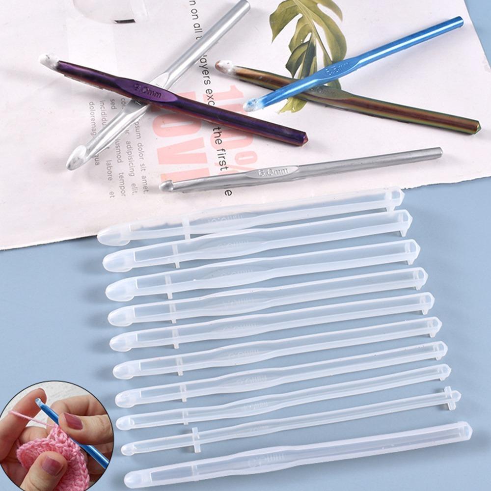 20pcs White Crochet Hooks Mould Resin Casting Knitting Sweaters Tool Yarn Crafts