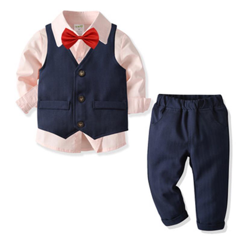YUBAOEBI 4PCS Boys Tuxedo Suit Tie Shirt Vest Pants Formal Outfit Set Boys Wedding Colthes Children Clothing