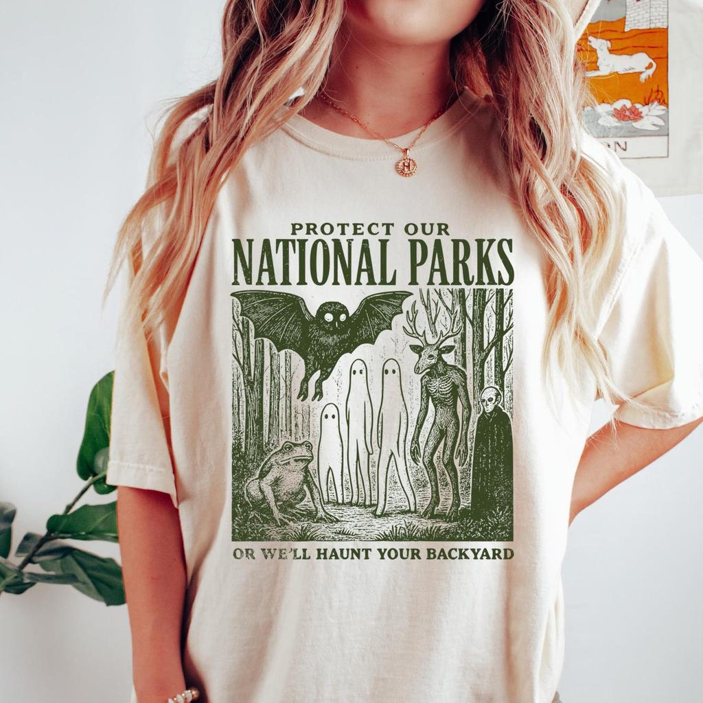 Protect Our National Parks Shirt, Cryptidcore Tee, Haunt Your Backyard Tshirt, Retro National Park Sweatshirt, Hiking Gift, Comfy Outfit